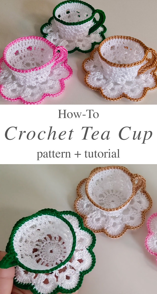 Crochet Tea Cup - Create this cute easy crochet tea cup so fast and great to make in a variety of colors. Keep reading for the pattern and tutorial of it.