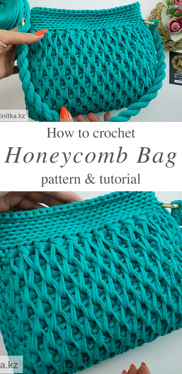 Crochet Honeycomb Stitch Bag - Learn how to make this beautiful crochet honeycomb stitch bag! This is the most elegant and comfortable crochet bag I have made.