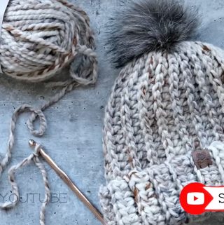 Easy Crochet Beanie Featured - Let's learn how to make this easy crochet beanie with this knitting look to make a great gift for your loved ones.