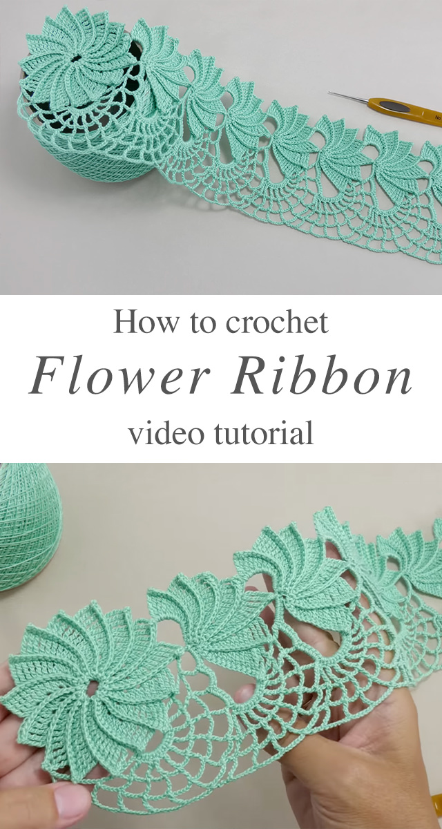 Crochet Flower Ribbon - In this tutorial we will learn how to make a gorgeous crochet flower ribbon, a mesmerizing fusion of elegance and charm.