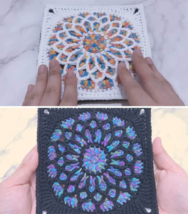 Crochet Stained Glass Square Sided - The crochet stained glass square is not just a project; it’s a vibrant, intricate masterpiece that infuses color and elegance into every stitch.