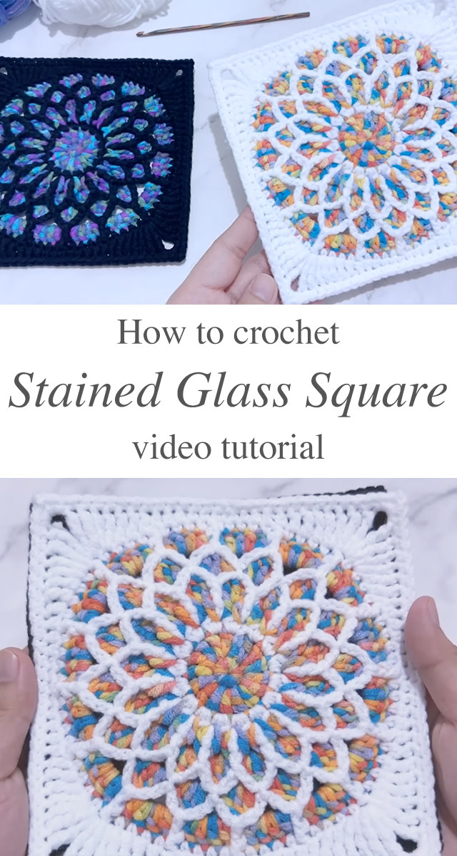 Crochet Stained Glass Square - The crochet stained glass square is not just a project; it’s a vibrant, intricate masterpiece that infuses color and elegance into every stitch.