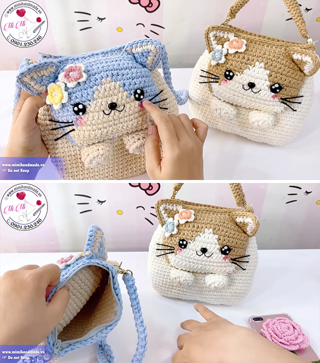 Crochet Cat Bag Sided - The charm of crochet knows no bounds, and when combined with the playful allure of feline-inspired designs, you get the adorable crochet cat bag—a must-have for crochet enthusiasts and cat lovers alike.