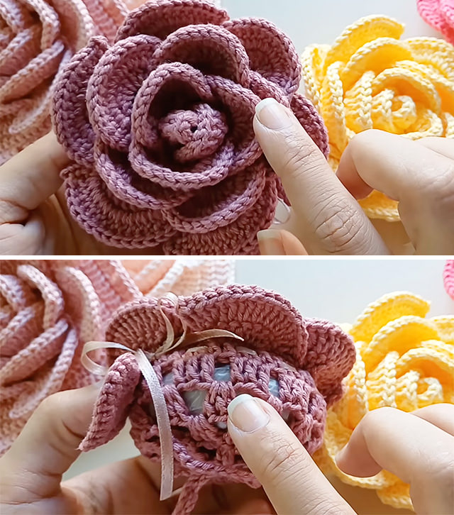 Crochet Flower Sachet Sided - Handmade crafts are filled with love, and a crochet flower sachet is no exception.