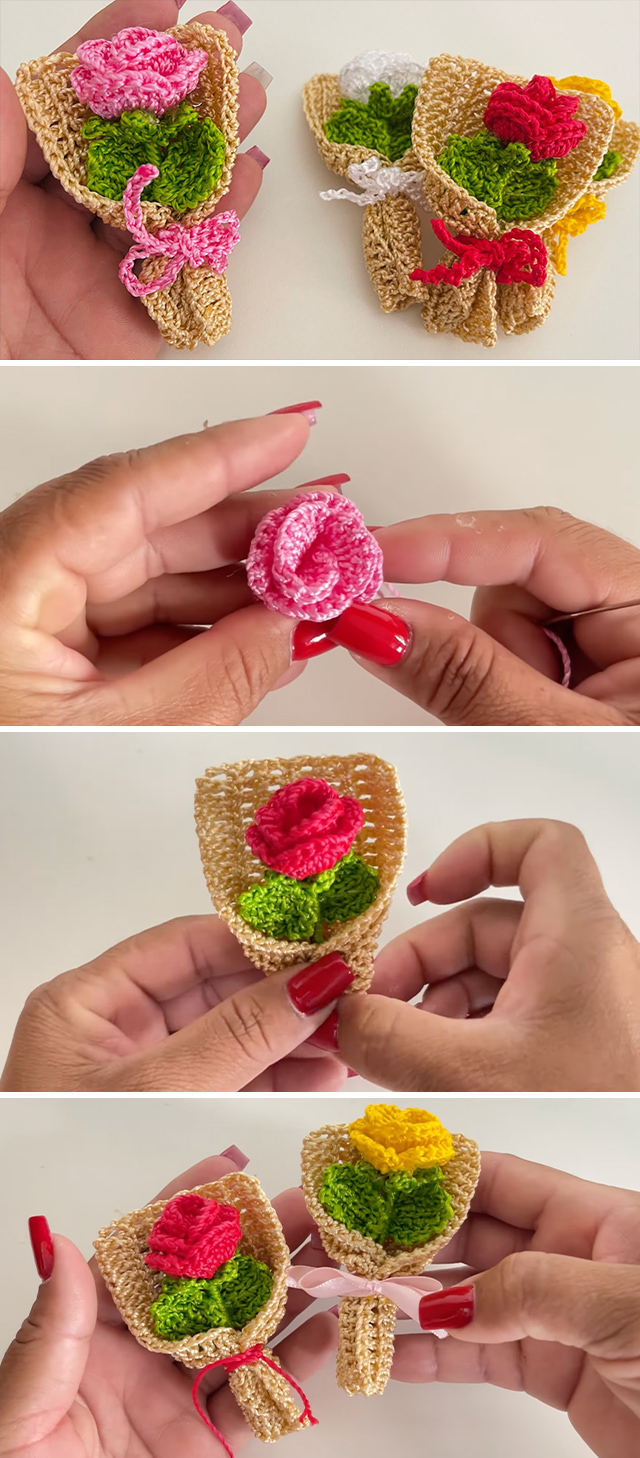 Crochet Mini Bouquet Pattern - There’s something incredibly charming about a handmade crochet mini bouquet. With a blend of intricate stitches and vibrant yarn colors, you can craft a stunning bouquet that never wilts!