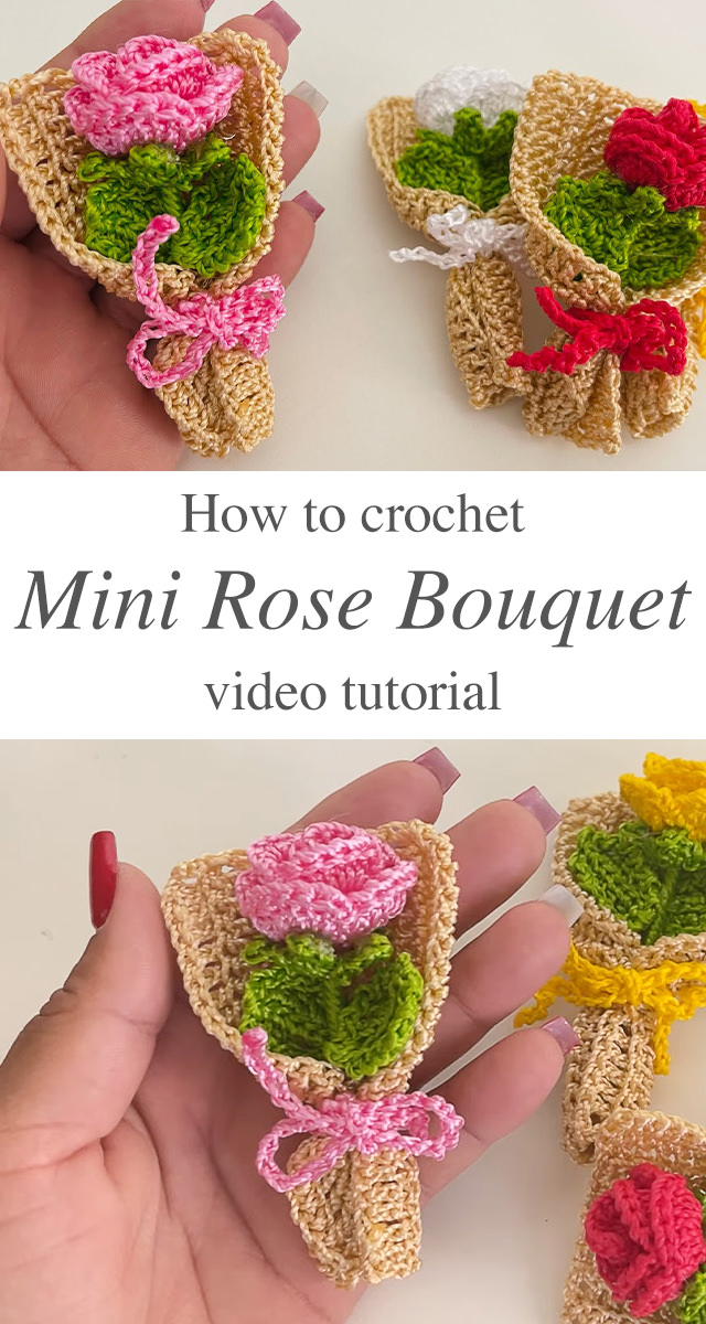 Crochet Mini Bouquet - There’s something incredibly charming about a handmade crochet mini bouquet. With a blend of intricate stitches and vibrant yarn colors, you can craft a stunning bouquet that never wilts!