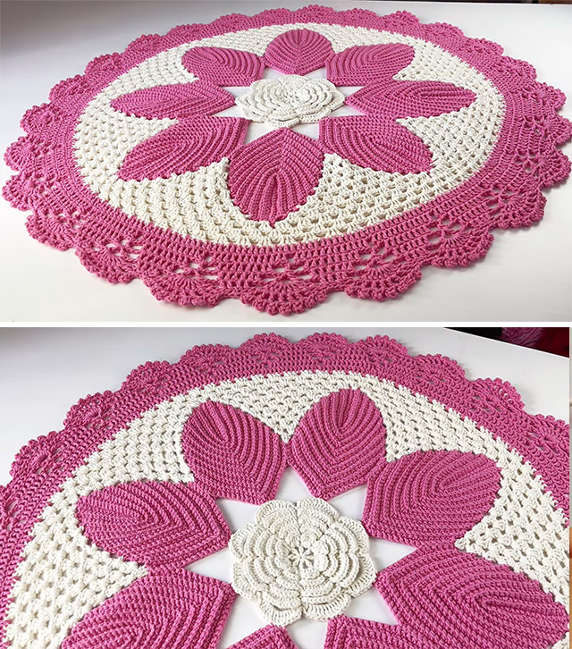 Crochet Daisy Rug Sided - A crochet daisy rug is more than just a floor covering—it's a charming statement piece that brings warmth, elegance, and a touch of nature into any space.