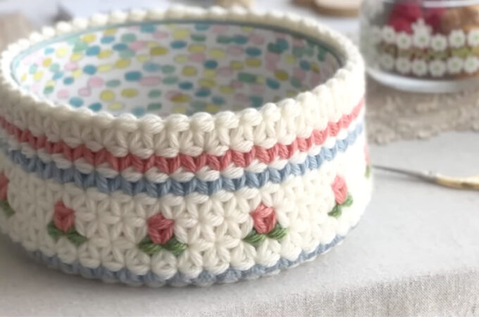 Flower Crochet Basket Featured - A flower crochet basket is a delightful and functional piece that adds a touch of handmade charm to any space.