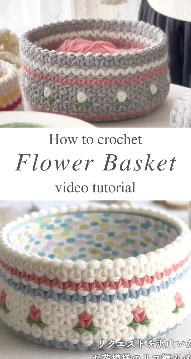 Flower Crochet Basket - A flower crochet basket is a delightful and functional piece that adds a touch of handmade charm to any space.