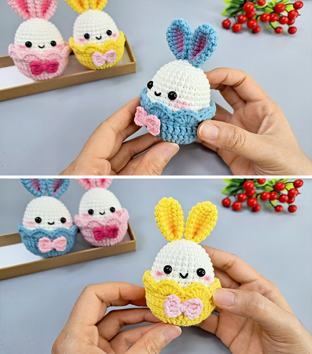 Crochet Easter Egg Sided - Easter is a time for bright colors, sweet treats, and of course, bunnies galore. And what better way to bring handmade charm into the season than with a cheerful crochet Easter egg—with a twist!