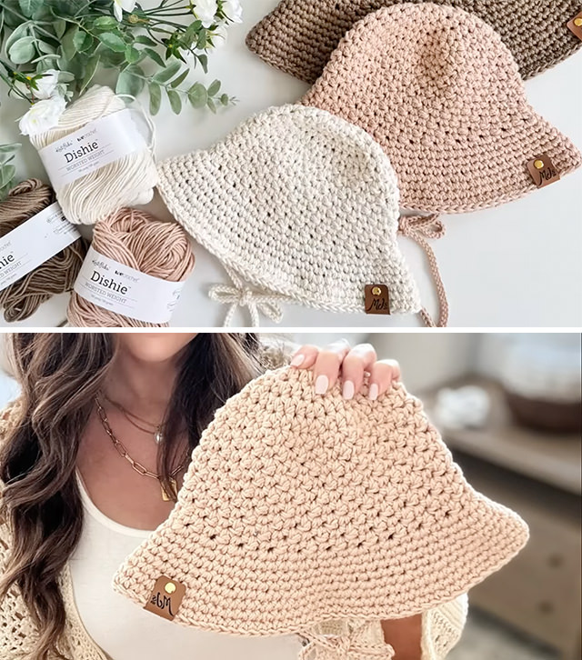 Crochet Sunhat Sided - When the sun beams high and the breeze carries whispers of lavender and ocean spray, there’s one accessory that effortlessly combines charm and utility: the crochet sunhat.