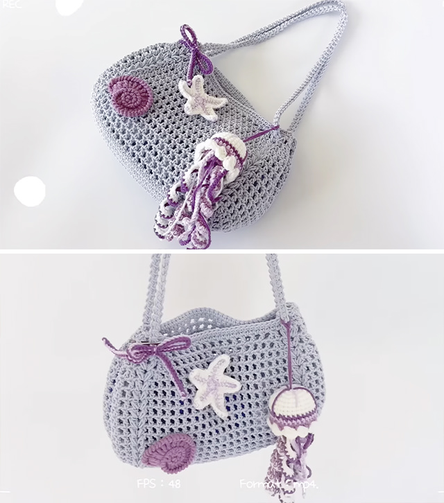 Crochet Ocean Bag Sided - The crochet ocean bag captures all the summer charm in a single, practical, and utterly adorable accessory.