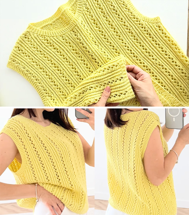 Knitted Top Sided - Today’s guide focuses on a delicately textured lace knitted top that’s airy yet structured. It’s time to welcome the season with something light, breathable, and handcrafted.