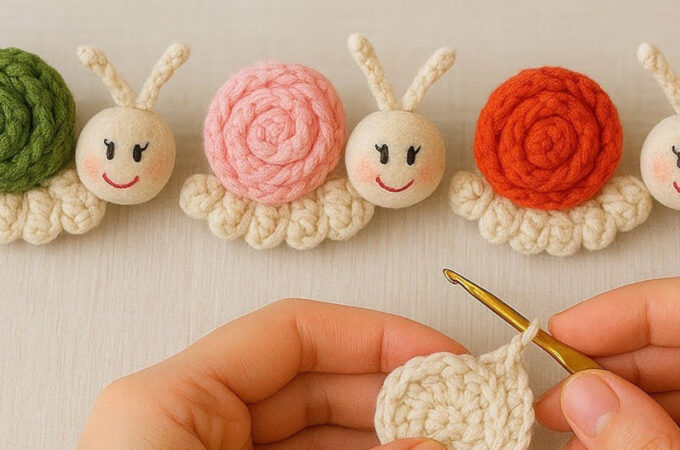 Crochet Snail Featured - Among the many adorable amigurumi projects, the crochet snail stands out for its playful appearance and simplicity.