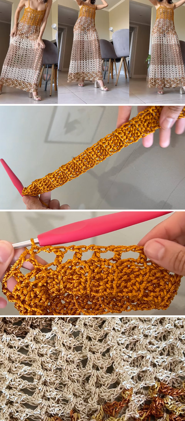 Tığ İşi Uzun Elbise Modeli - Tığ işi uzun elbise bir tür sihir barındırır: havadar doku, akıcı hareket ve her vücut tipine yakışan zamansız bir silüet.