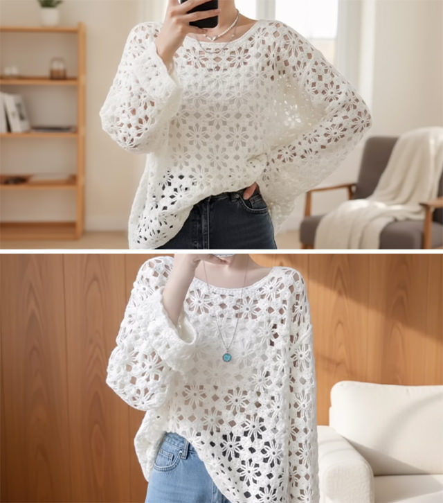 Crochet Long Sleeve Top Sided - There’s something irresistibly charming about a crochet long sleeve top. It feels artisanal yet modern, delicate yet expressive.