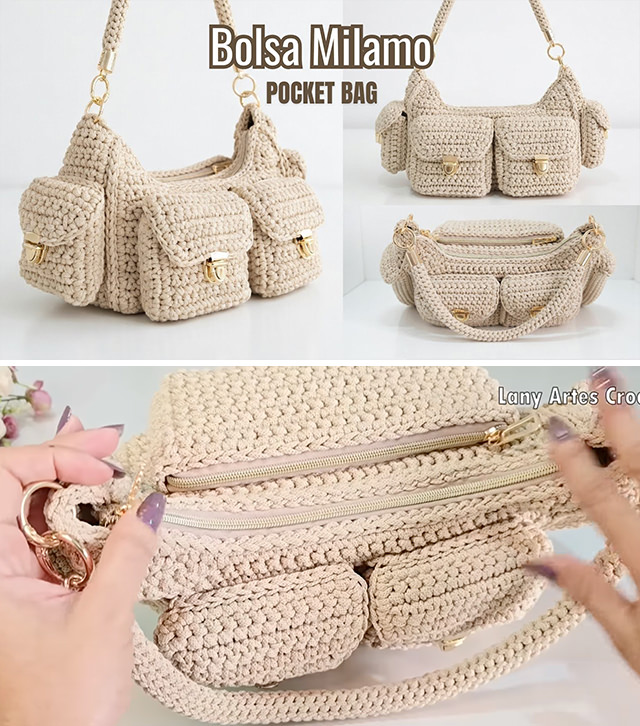 Crochet Multi Pocket Bag Sided - A crochet multi pocket bag is the perfect project for anyone who loves handmade accessories that are both stylish and useful.